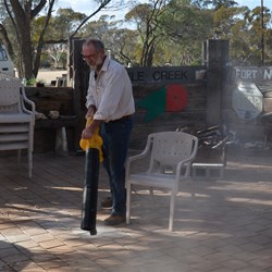Peter in the clean up around the Village
