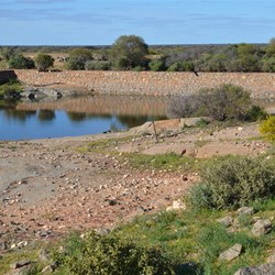 Large stone dam at Wynbring Rocks