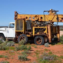 This old drilling rig is left to rust away at Glenloth