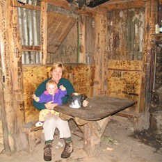 Inside the hut