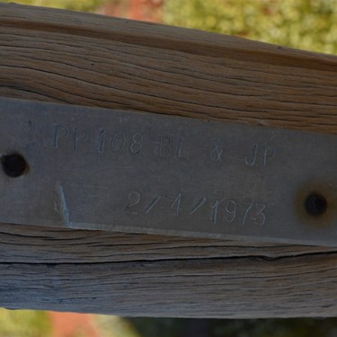 The small exploration marker on the Mulga post from April 1973