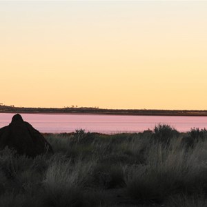 Sunset over a salt pan