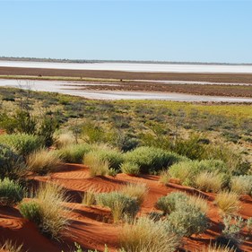 View across saltpans to the east