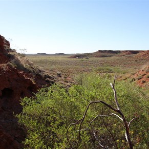 View out one of the many minor rills back towards camp