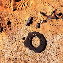 Someone's exploded brake drum on a clay pan is never a good sign