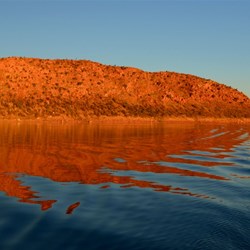fiery sunset reflections on Lake Argyle WA