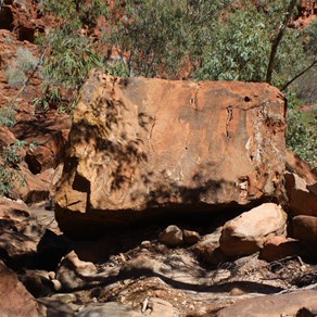 Lounge room sized boulder in the gorge bed