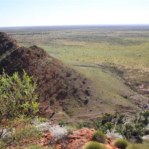 The view down to camp from the southern hilltop (Photo AMcC)