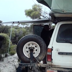 Our camp on the side of the track