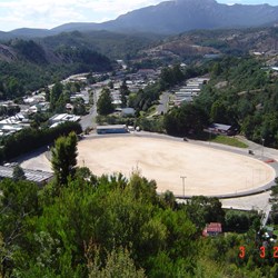 Gravel football oval from Spion Kop