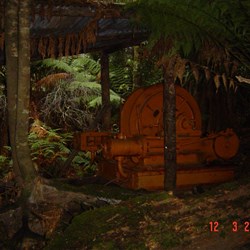 Large winch that was used to haul logs up to the road