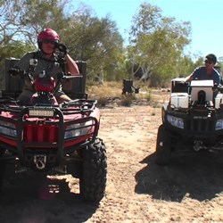 Mick and Alan quaded up and ready - Billiluna Pool camp