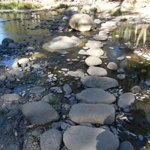 Stepping stones to cross Carnarvon Creek