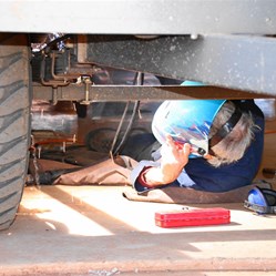 Jaydub putting the trailer back together