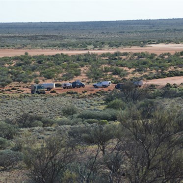 Looking down to where we camped on Lake Harris