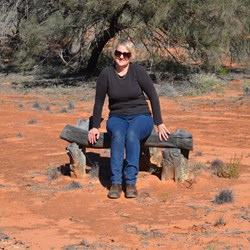 Fiona enjoying a Bush Seat, along the Dog Fence
