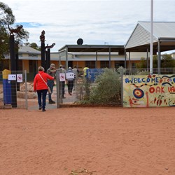 The group about to be shown through the Oak Valley School