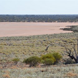 Cresting a sand dune, this was our view of Forrest Lakes
