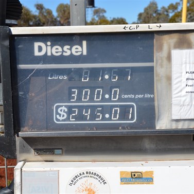 The cost of Diesel at Ilkurlka in August 2014......$3 per litre