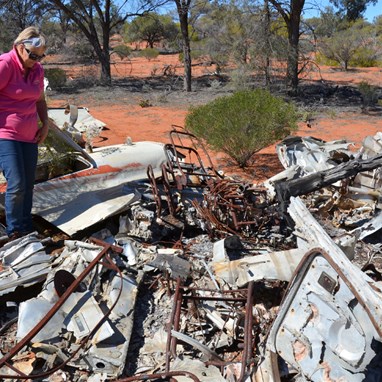 Fiona found an old Vegemite Jar in the wreckage