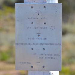 Len Beadell plaque at Waldana Well