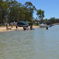 Campers enjoying the safe waters at Hogwash Bend