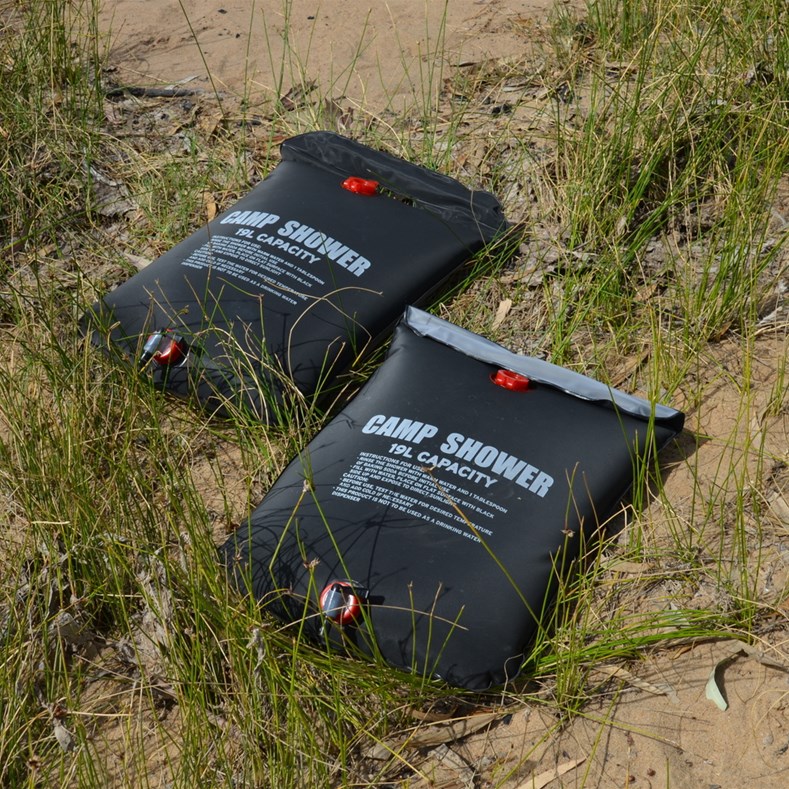 An easy way to heat up water for a bush shower