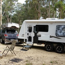 this is us... van, BT 50 and tinny with John