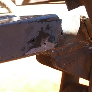 The crack in the trailer frame