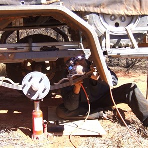 Scotty welding the plate in.