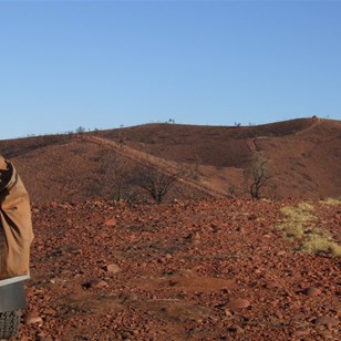 View east to the summit from the first jump-around