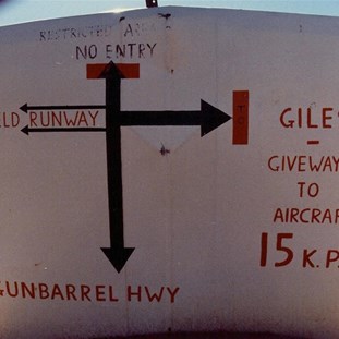 Arriving at Giles - Give way to Planes.