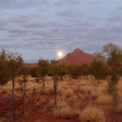 The moon setting in the morning
