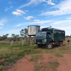 Water tank and hand pump on Talawana Tk