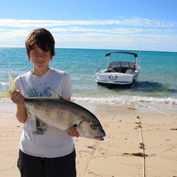 Leah with the Giant Trevally