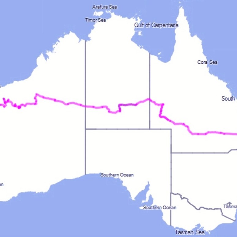 Pacific Ocean to Indian Ocean