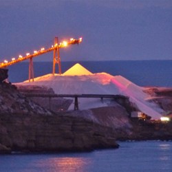 Night view of the salt pile