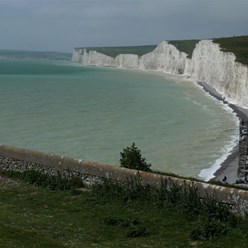 The Seven Sisters and stairs to beach.