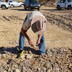 Stephen head down and bum up at the fossil site