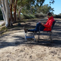 Fiona taking it easy by the Cooper