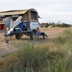 Set up right next to the water in Birdsville