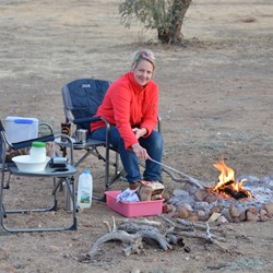 Fiona enjoys her campfire toast