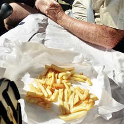 Freshly cooked chips