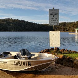 our tinny ready to be loaded onto the trailer at the boat ramp 