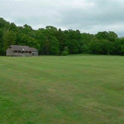The newish pavilion at the cricket ground.