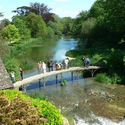 Cascades, bridge and boathouse.