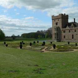Oxburgh House with moat and formal garden
