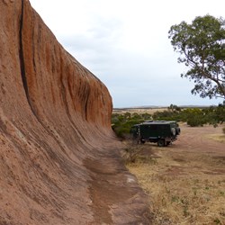 Hugo parked alongside the 'wave'
