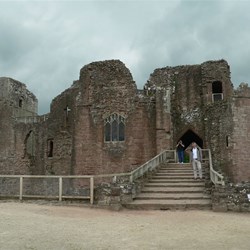 The strongly defended main entrance to Goodrich Castle