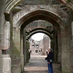 Stout doors and a portcullis would have filled these doorways at Raglan Castle.